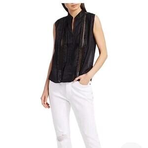 Frame Womens Black Noir Lace Inset Cali Tank Top Small